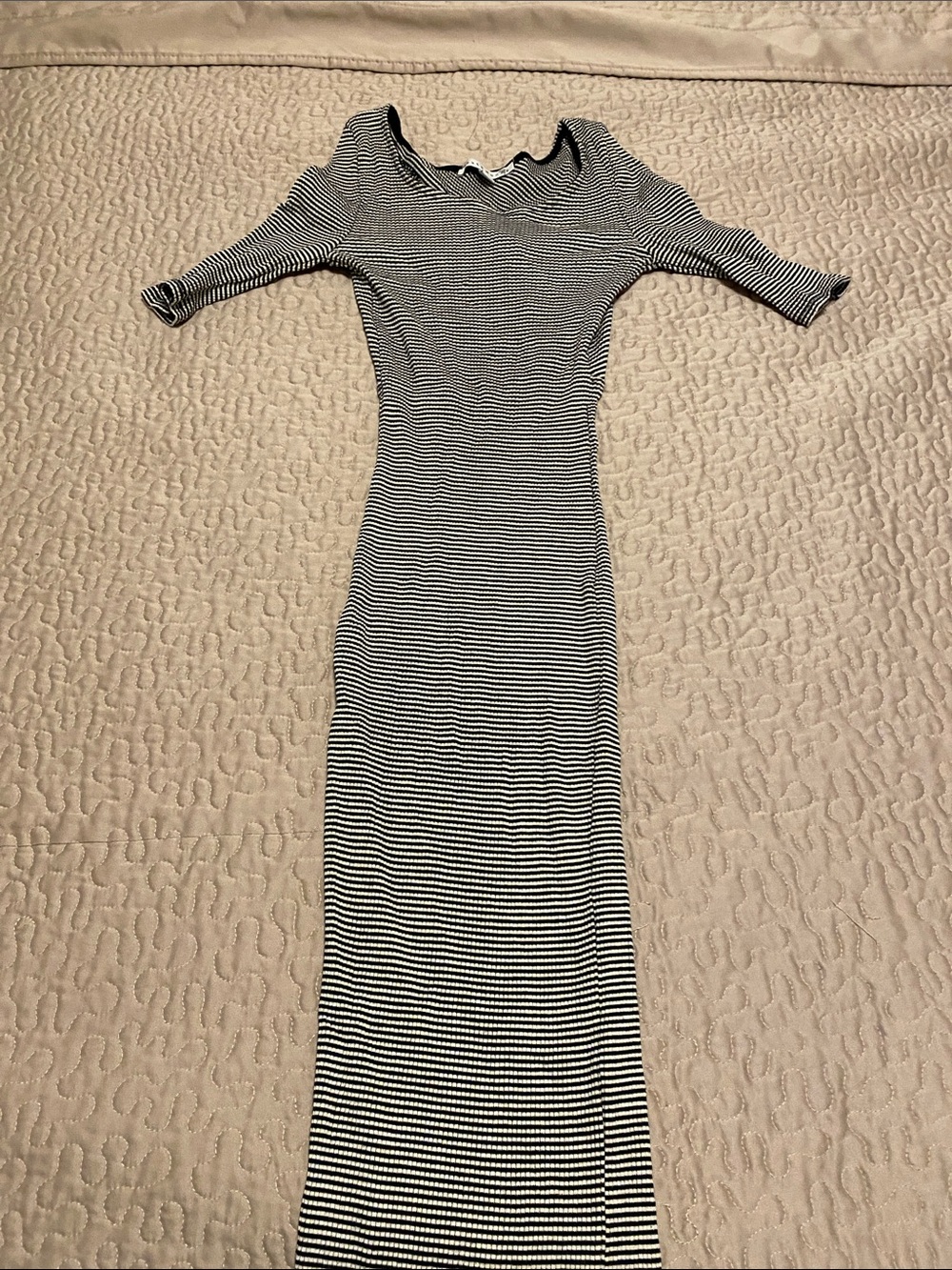 Black and White Striped Maxi Dress with Scoop Neck